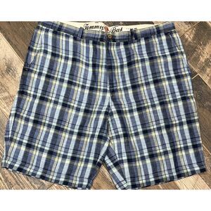 Tommy Bahama Shorts Mens Blue Plaid Linen Blend Casual Size 38‎
